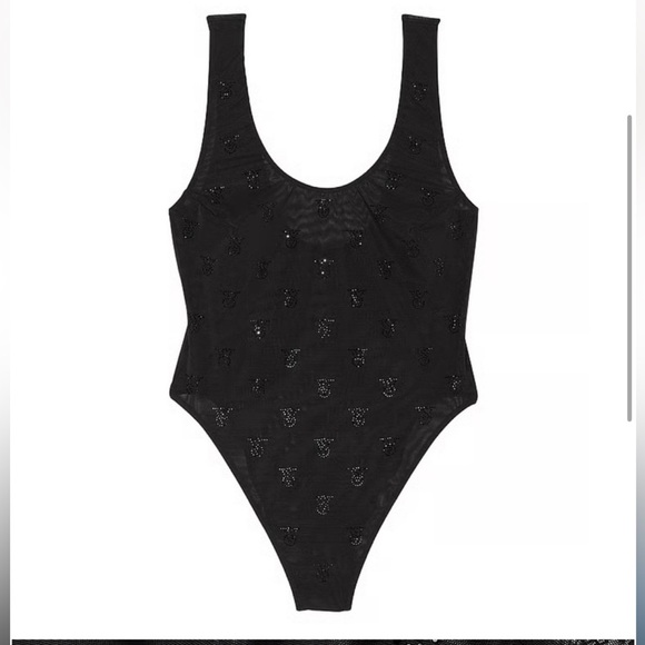 NEW Victoria's Secret VERY SEXY Shine Mesh Sheer Tank Bodysuit Black - Picture 3 of 8